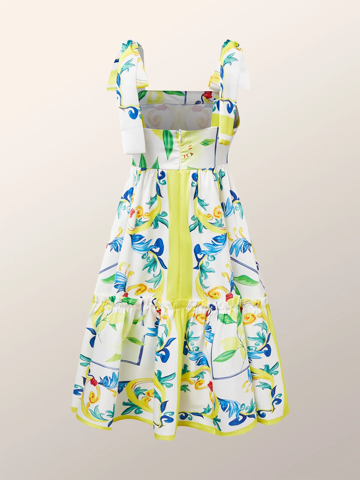 Square Neck Regular Fit Vacation Print Dress