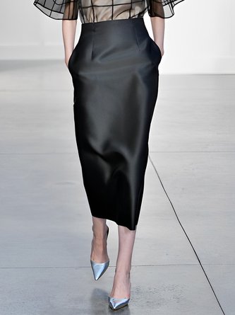 Elegant Plain Regular Fit H-Line Skirt