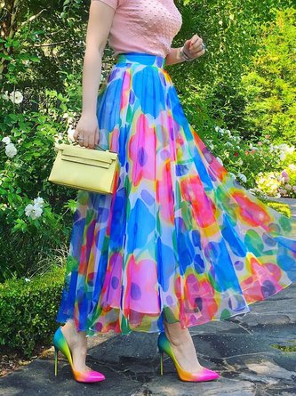 Vacation Regular Fit Floral Midi Skirt