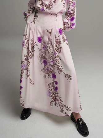 Elegant Floral Regular Fit Daily Skirt