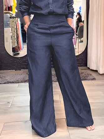 Plain Loose Denim Urban Wide leg Jeans