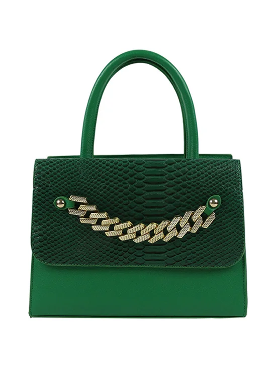 Chain Crocodile Embossed Handbag Square Crossbody Bag