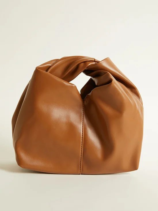 Casual Twist Ruched Clutch Bag Soft PU Magnetic Handbag