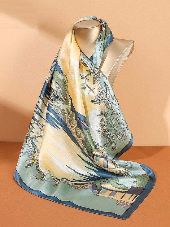 Elegant Floral Printed Silk Scarf
