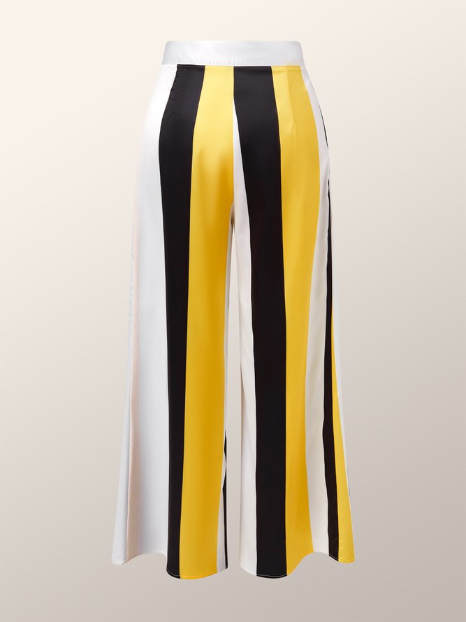 Color Block Elegant Regular Fit Fashion Pants