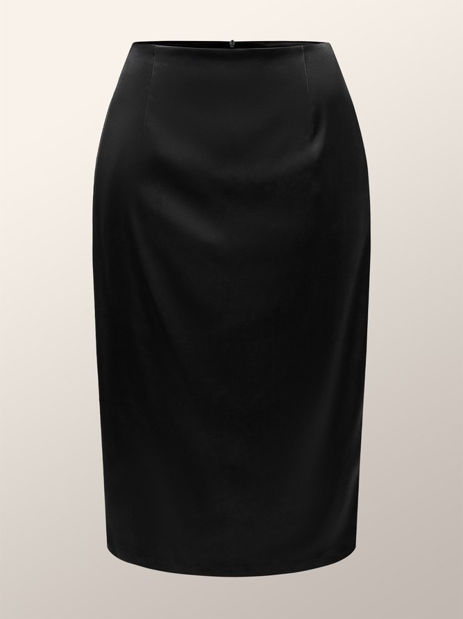 Elegant Plain Regular Fit H-Line Skirt