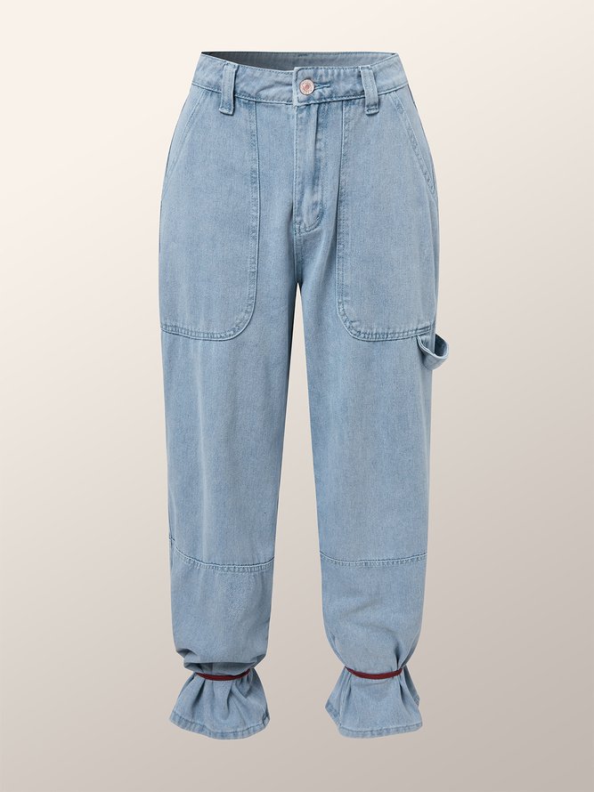Denim Plain Casual Loose Jeans
