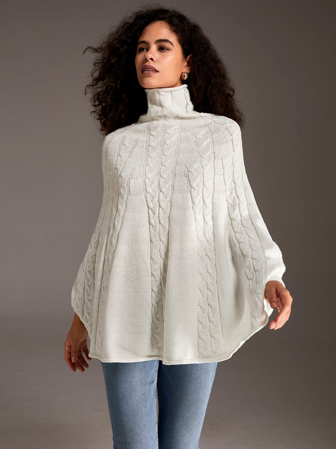 Long Sleeve High Neck Loosen Solid Daily Sweater