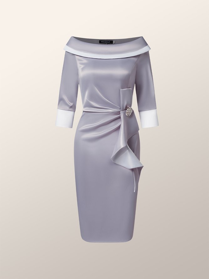 Elegant Shawl Collar Regular Fit Midi Dress