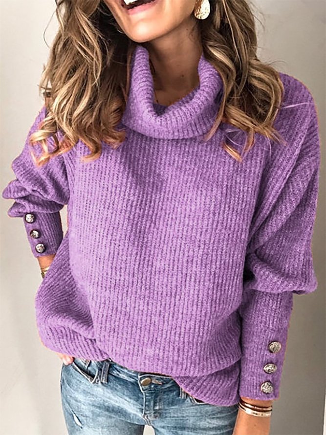 Solid Long Sleeve Turtleneck Sweater