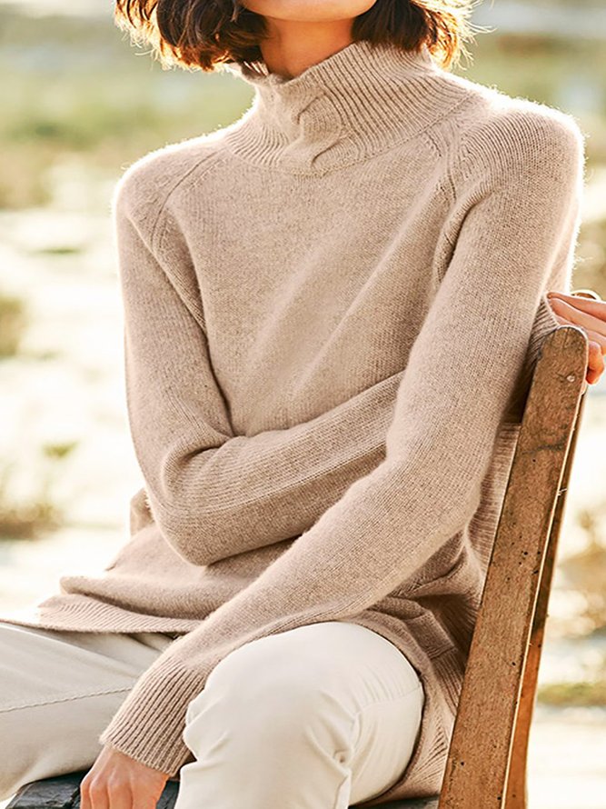 Long Sleeve Turtleneck Knitted Basic Sweater