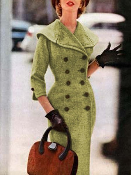 Vintage Long Sleeve Plain Coatsouterwear