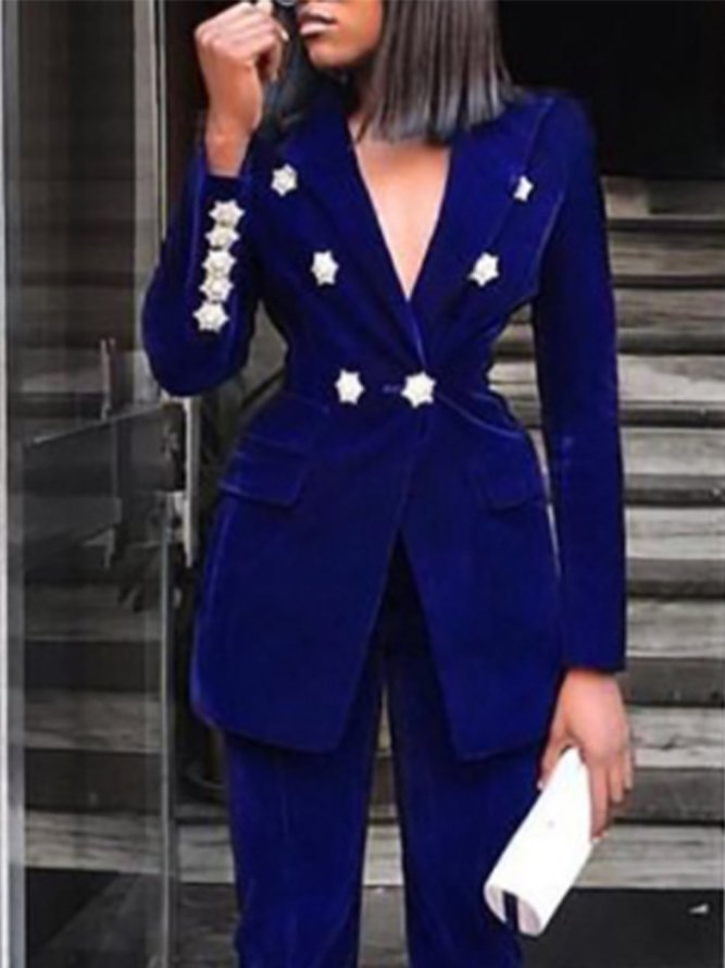 Elegant Velvet Solid Suits