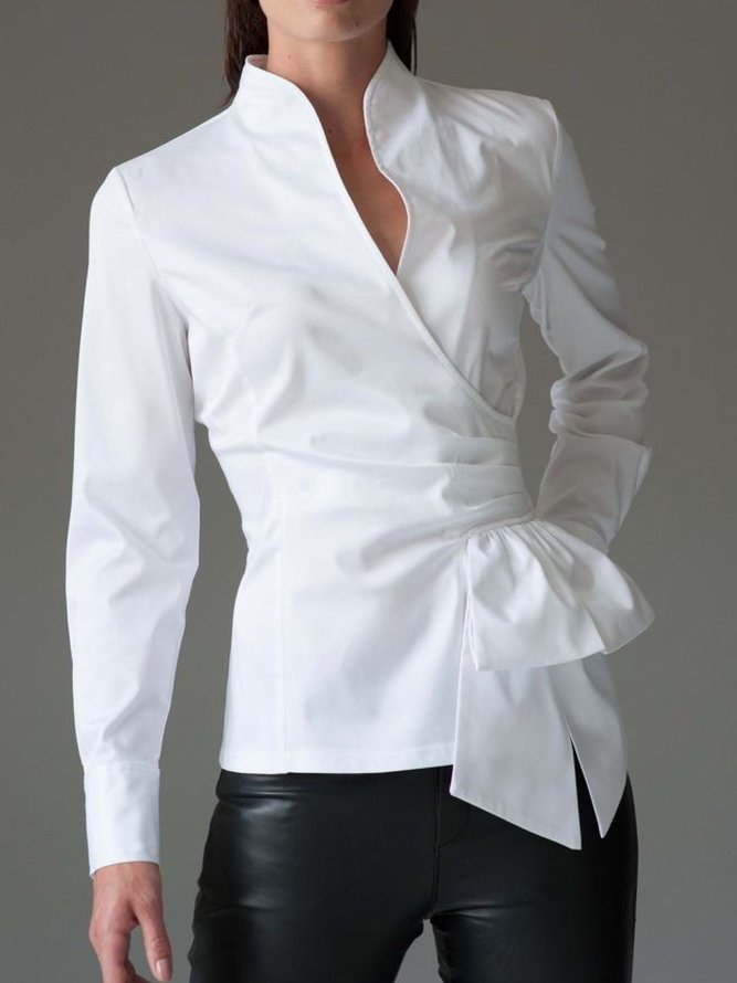 Solid Long Sleeve Regular Fit Elegant White Shirt