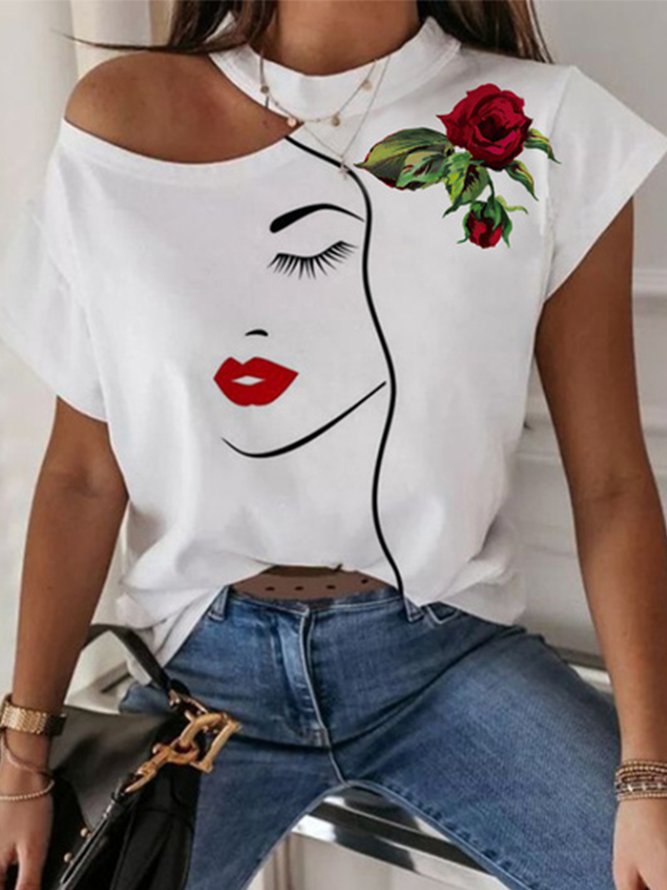 Daily Floral Crew Neck Cap Sleeve T-Shirt
