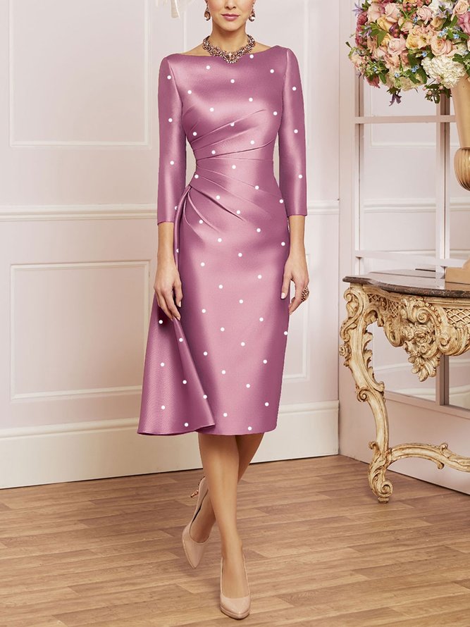 Polka Dots Elegant Tight Midi Dress Wedding