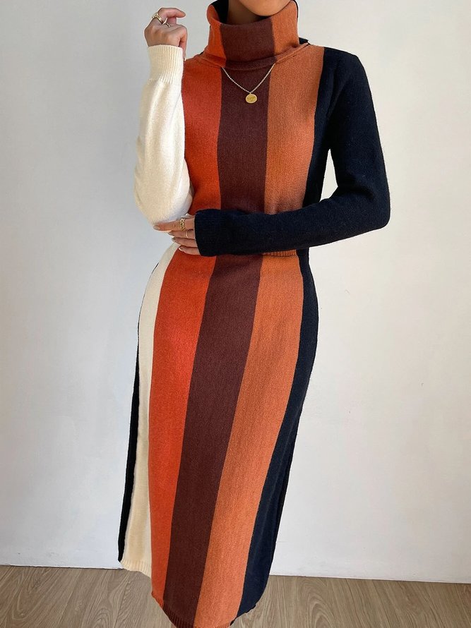 Turtleneck Regular Fit Long sleeve  Simple Dress
