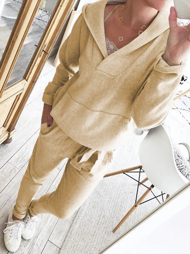 Hoodie Knitted Two Pieces Pants Sets Suit