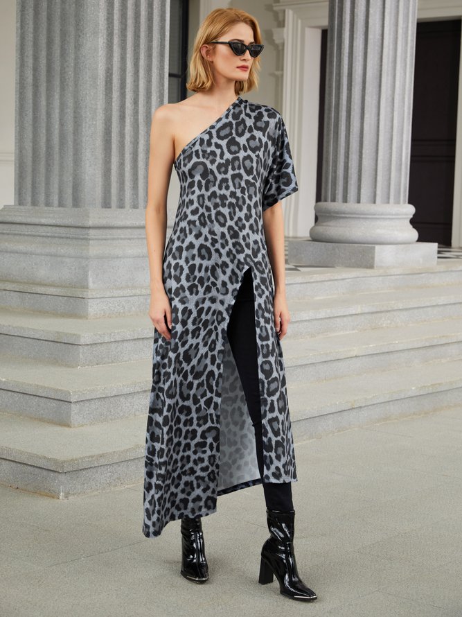Holiday Printed Leopard Half Sleeve  Top