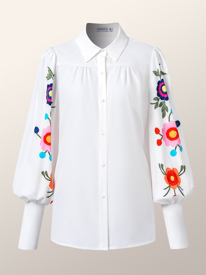 Floral Casual Loosen Long Sleeve Blouse