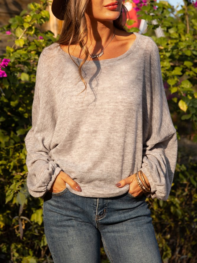 Paneled Casual Cotton-Blend Crew Neck Top