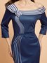 Elegant Asymmetrical Tight Striped Midi Dress