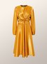 Regular Fit Plain Crew Neck Long sleeve Dress