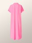 Daily Solid Simple Short Sleeve Shirt Collar  Dress