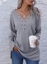 Long Sleeve Casual V Neck Top