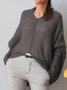 Casual V Neck Long Sleeve Solid Sweater