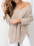 Long sleeve V neck Solid Casual Sweater