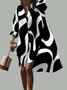 Long sleeve Shirt Collar Regular Fit Urban Chevron Dress