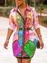 Loose Geometric Shirt Collar Urban Dress
