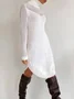 High Elasticity Turtleneck Regular Fit Long Sleeve Elegant Plain Sweater Short Dress