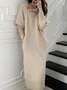 Long sleeve Loose Elegant Plain Midi Dress